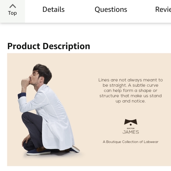 Dr. James Consultation Lab Coat Men, Slim Fit, Multiple Pockets, White, 36 Inch - Picture 9 of 9